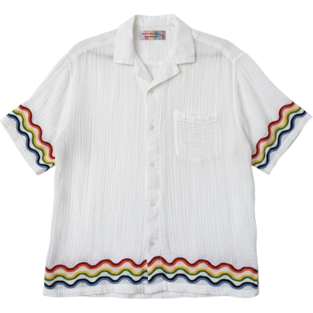 Abercrombie & Fitch Trevor Project Rainbow Gauze Camp Shirt Mens Large